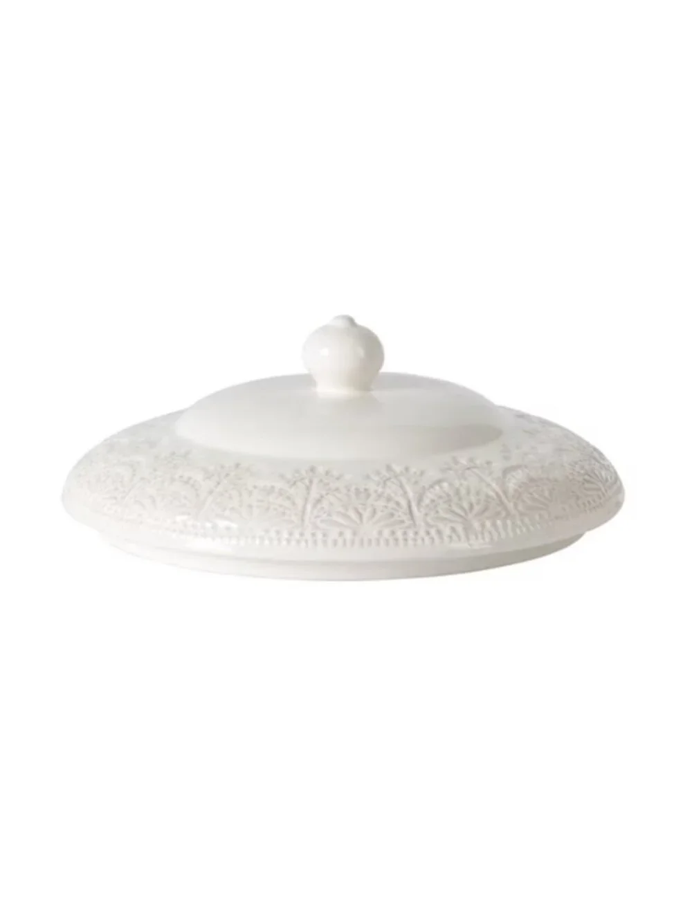 The Woman Pioneer Home Off-White Intricate Vintage Lace Linen Stoneware Tureen